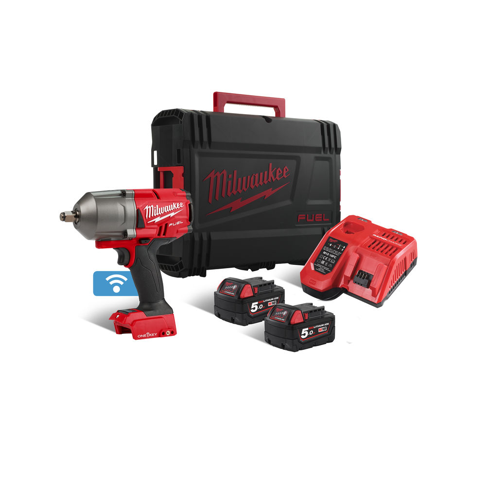 Llave de impacto M18 FUEL SIN ESCOBILLAS ONE KEY, 1/2" con anillo 1356Nm, desapriete 1898Nm, Red Lithium 5,0Ah con HD BOX