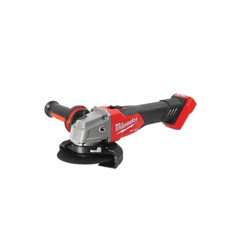 Amoladora angular M18 FUEL™, diámetro del disco 125mm, 8500rpm, AVS, FIXTEC™, protección anti-kickback, interruptor de botón con bloqueo. Incluye guarda adicional para corte. Se suministra en versión cero, sin baterías ni cargador
