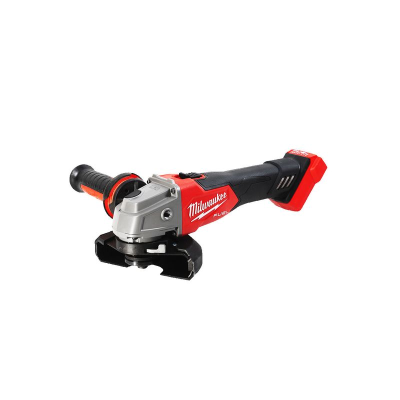 Amoladora angular M18 FUEL™, diámetro del disco 125mm, 8500rpm, AVS, FIXTEC™, protección anti-kickback, interruptor de botón con bloqueo. Incluye guarda adicional para corte. Se suministra en versión cero, sin baterías ni cargador