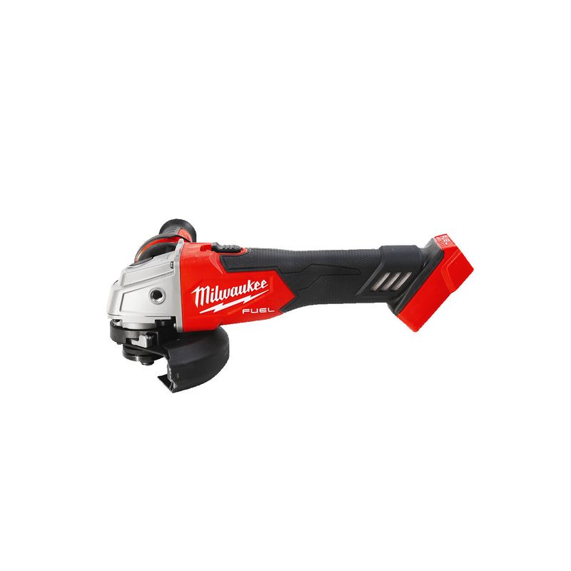 Amoladora angular M18 FUEL™, diámetro del disco 125mm, 8500rpm, AVS, FIXTEC™, protección anti-kickback, interruptor de botón con bloqueo. Incluye guarda adicional para corte. Se suministra en versión cero, sin baterías ni cargador
