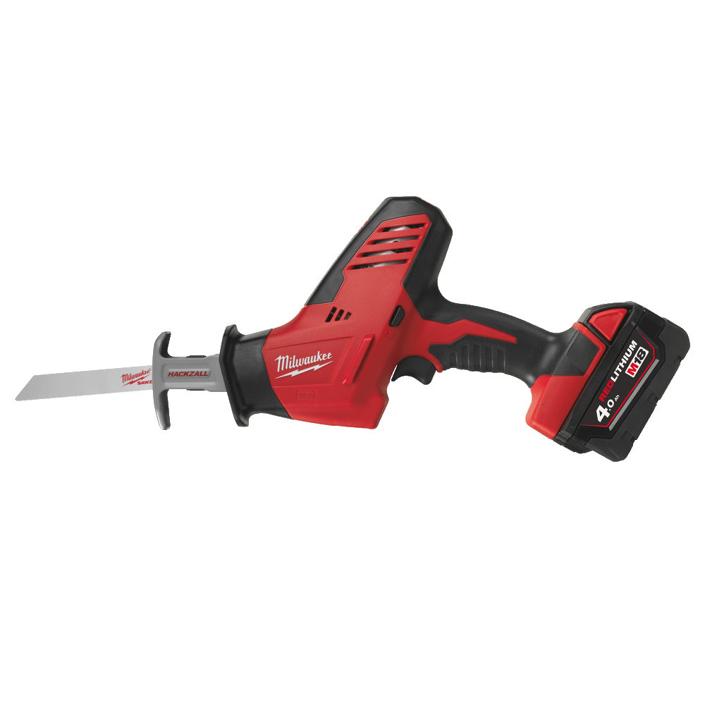 Sierra de sable de una mano M18™ HACKZALL™, carrera 20mm, 0-3000cpm, FIXTEC™. Se suministra con 2 baterías M18B4 y cargador M12-18C, en bolsa de transporte