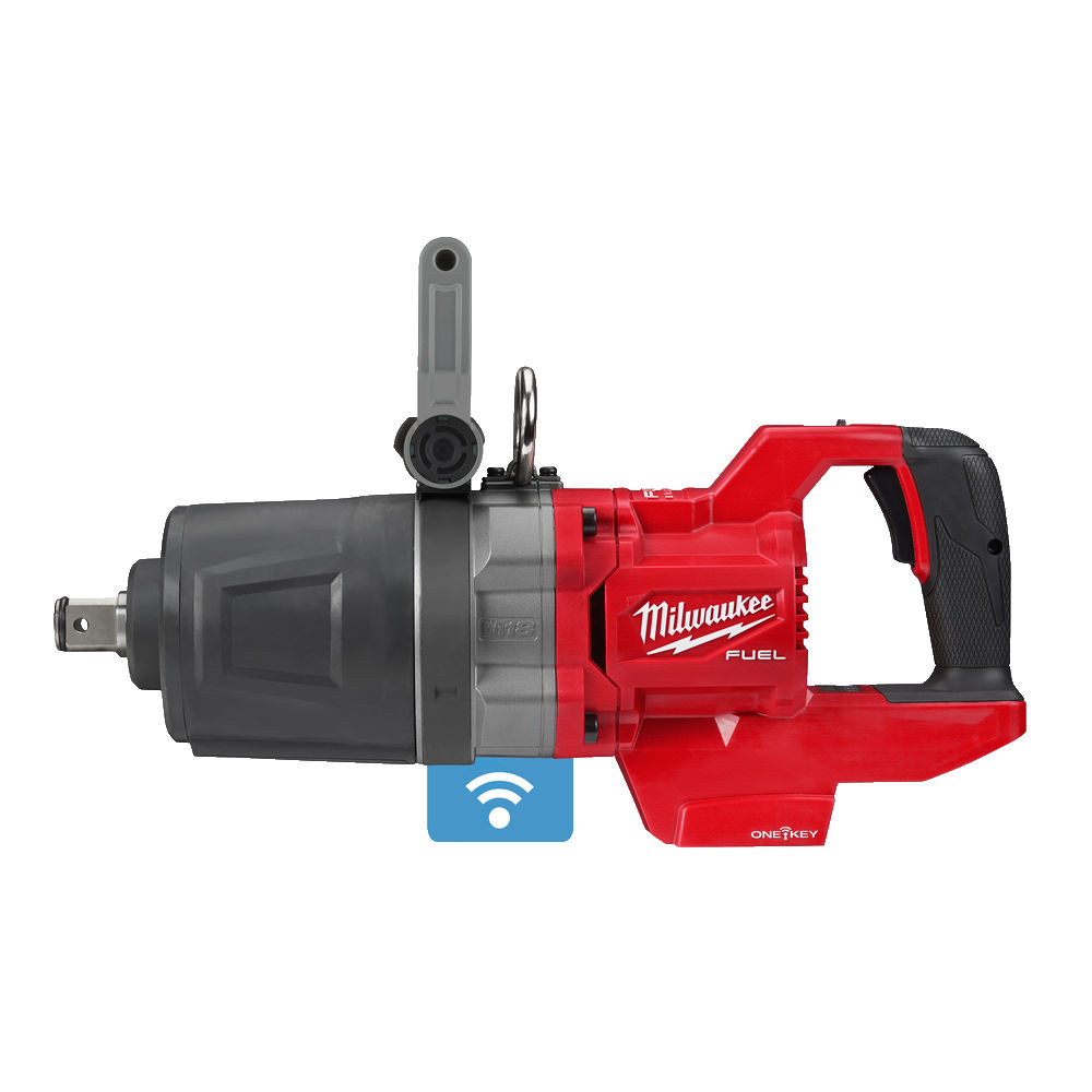 Llave de impacto M18 FUEL™ ONE-KEY™, recepción 1" con anillo de fricción, empuñadura en D y eje extendido corto, 4 modos, máximo par de apriete 2576Nm, máximo par de desapriete 2711Nm. Se suministra en versión cero, sin baterías ni cargador, en kitbox