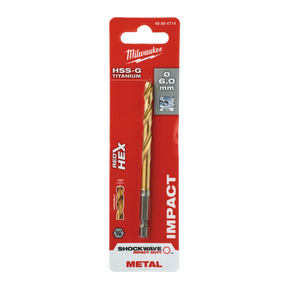 Estuche de 19 brocas RED HEX TITANIUM HSS-G Ti - 1/4"HEX