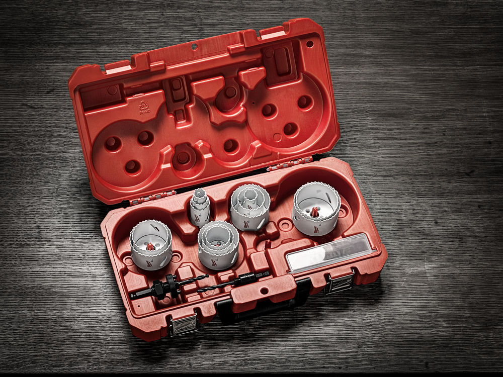 Estuche de 17 piezas 20, 22, 25, 32, 40, 44, 51, 57, 64, 65, 67, 68, 76mm1x Adaptador 14-30mm1x Adaptador 32-210mm2x Broca pilotoLlave allen