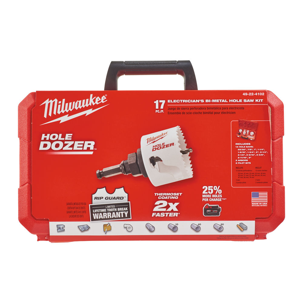 Estuche de 17 piezas 20, 22, 25, 32, 40, 44, 51, 57, 64, 65, 67, 68, 76mm1x Adaptador 14-30mm1x Adaptador 32-210mm2x Broca pilotoLlave allen