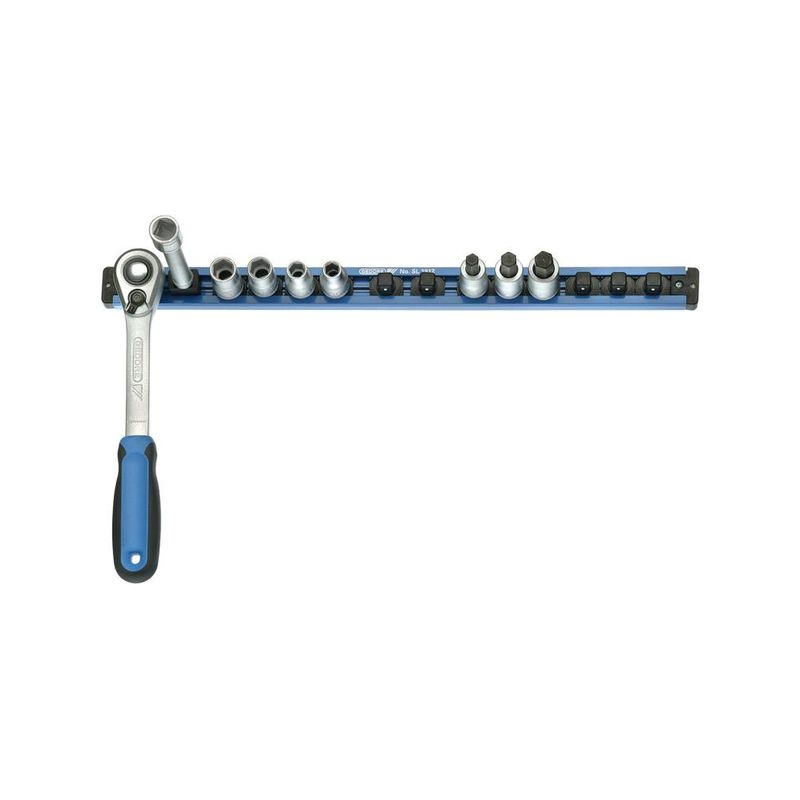 Regleta de               1/2"para 16 llaves de vaso480 x 33 mm