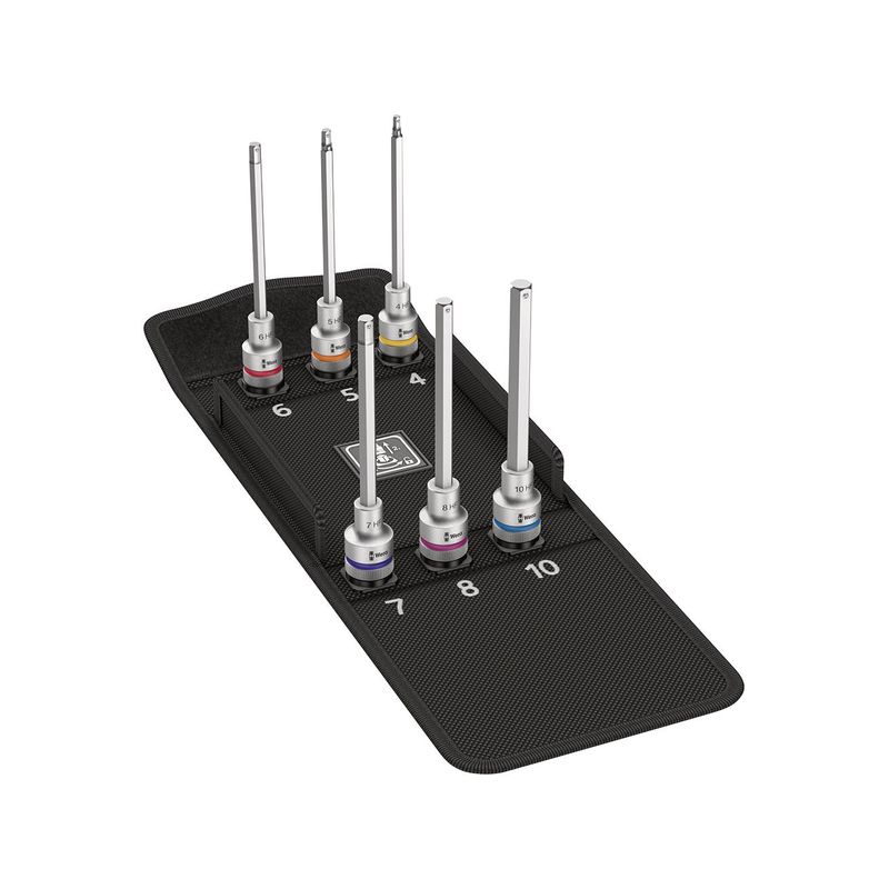 Kit vasos destornillador 1/2" 6 piezas hexágonointerior HF largo Wera