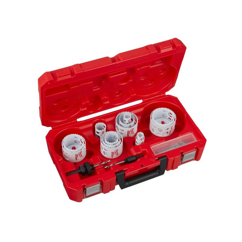 Estuche de 17 piezas 20, 22, 25, 32, 40, 44, 51, 57, 64, 65, 67, 68, 76mm1x Adaptador 14-30mm1x Adaptador 32-210mm2x Broca pilotoLlave allen