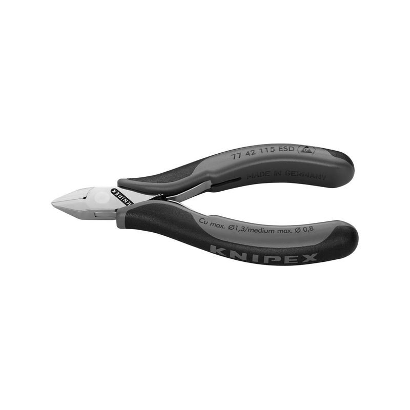 Cortaalambres electronica ESDpuntiagudosin bisel 115mmKNIPEX