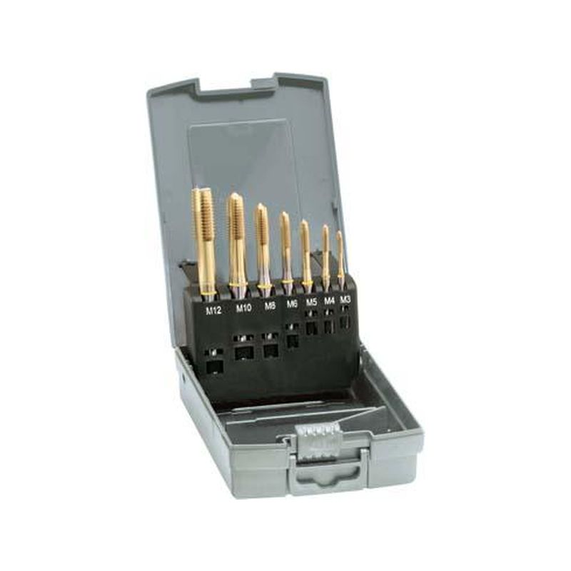 Machos roscar a maquina, juego DIN371/376 HSSE TiNforma B M3-12 GÜHRING