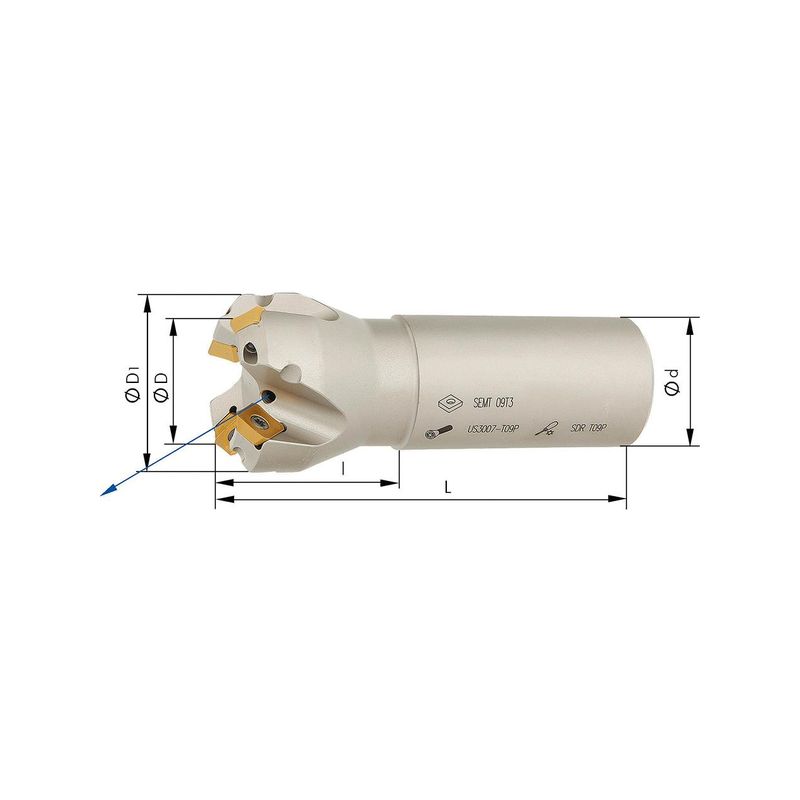 Fresa frontal 45 grados Z2 refrig. int. D20,0mm