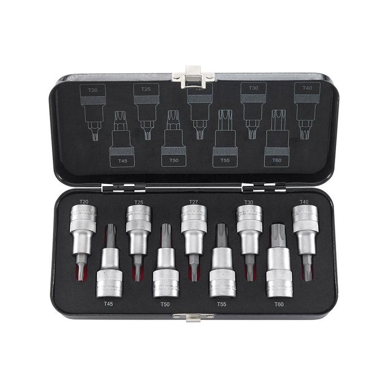 Juego de vasos destornilladores paratornillos TORX®1/2" de 9 piezas