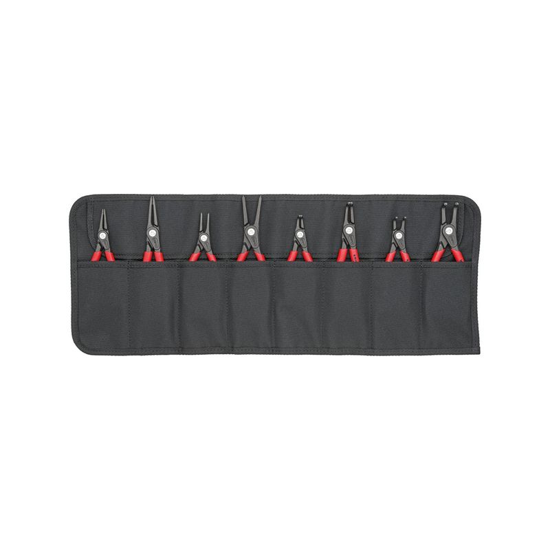 Juego de alicates para anillos de seguridad 8 pzas.en bolsa enrollable Knipex