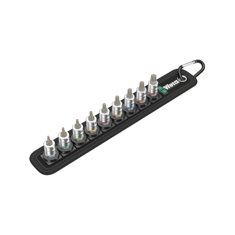 Jgo puntas destornilladorcon funcion retencion1/4" Torx 9 pzasWera
