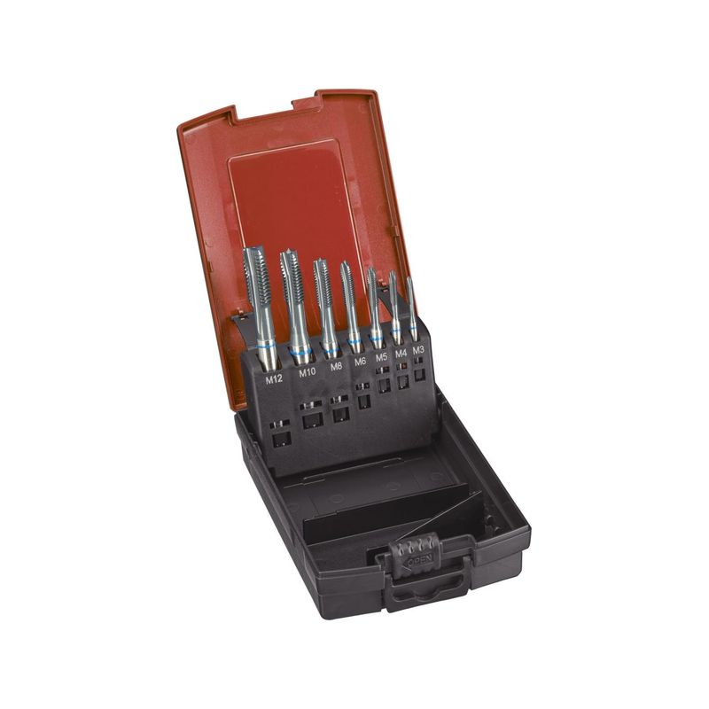 Machos roscar a maquina, juego HSSE vaporizadaTiALN INOX 6H agujeropasante M3-M12 FORMAT GT