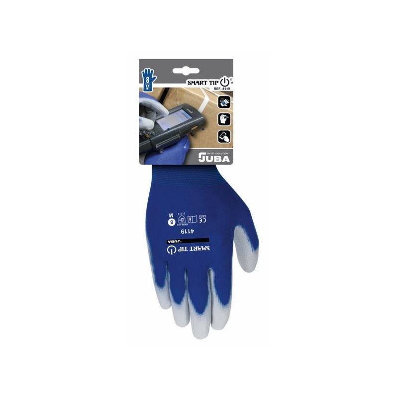 GUANTE MECANICO M08 SMART TIP PU POLIE AZ/GR JUBA
