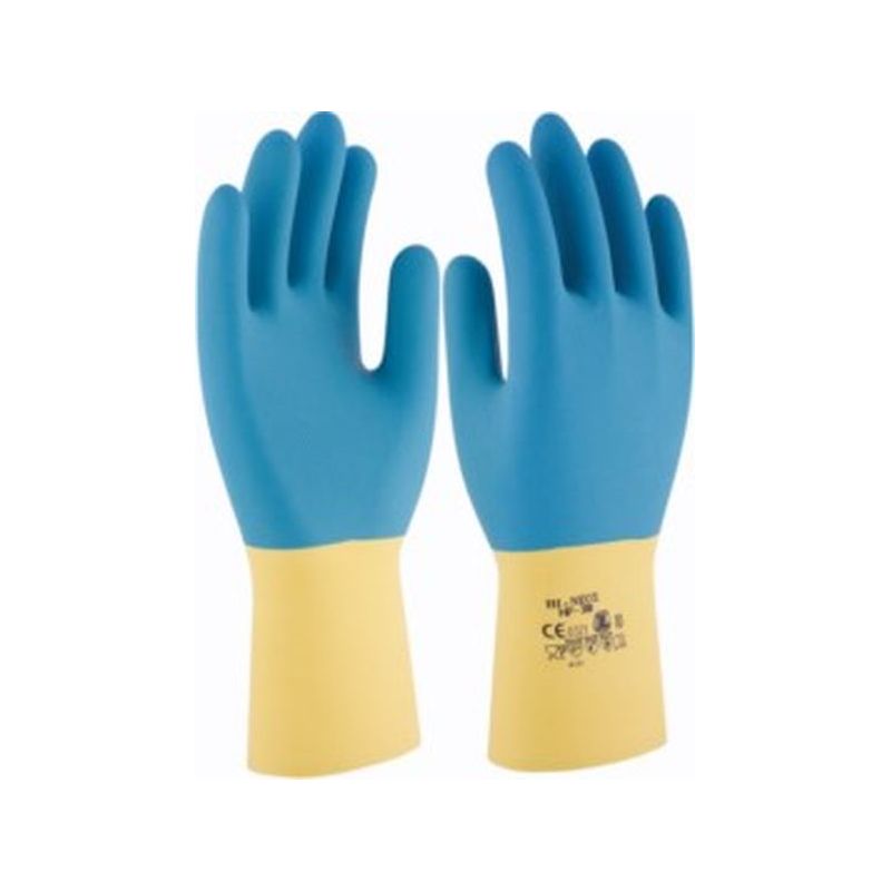 GUANTE QUIMICO L09 NAT. 3L LATEX AM/AZ HP-300 FLOC. BI NEOX