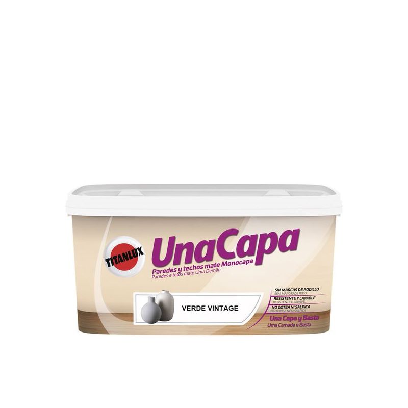 PINTURA PLAST MATE 4 LT VERDE VINT INT. MONO UNA CAPA TITANL