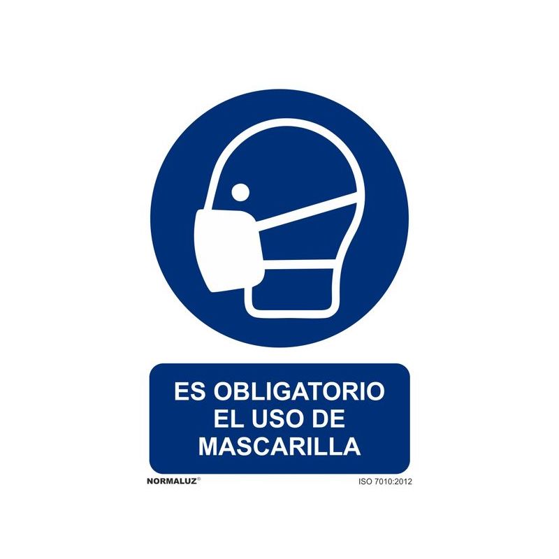 CARTEL SEÑALIZACION 210X300MM - 0,7MM PVC BL/AZ USO MASCARIL