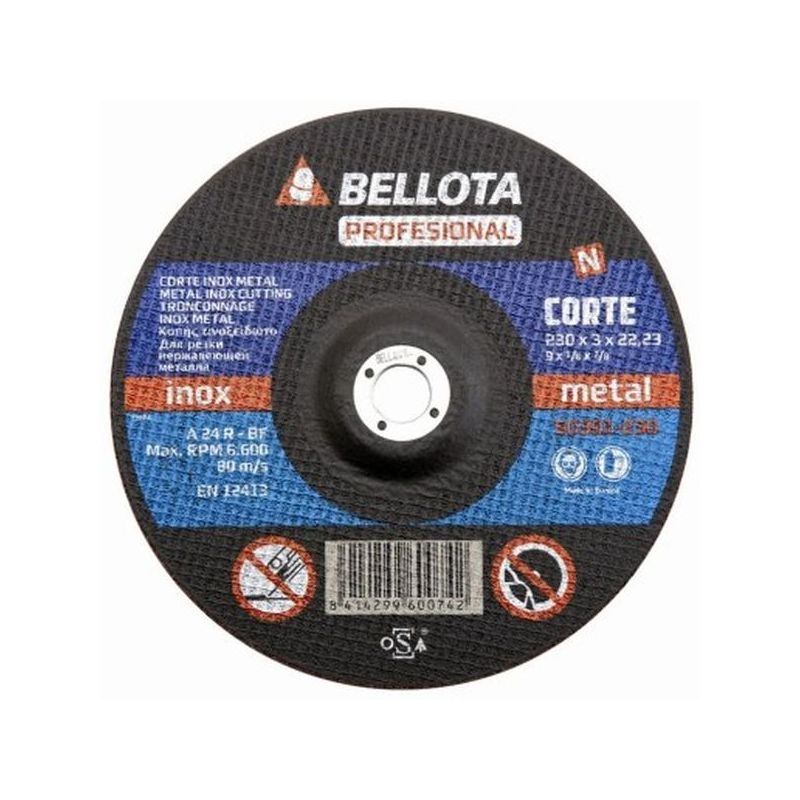 DISCO CORTE METAL 230x3x22 MM BELLOTA