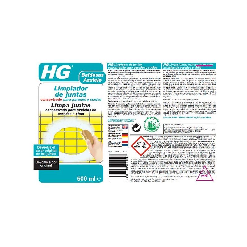 LIMPIADOR JUNTAS SUELOS Y PAREDES HG 500 ML
