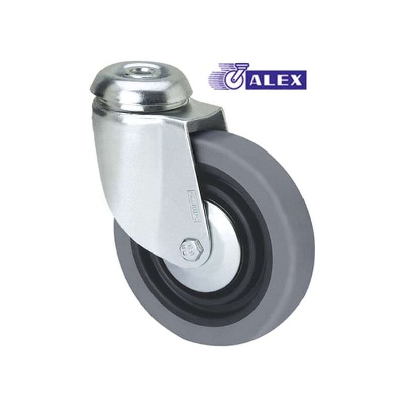 RUEDA GIR 100MM 3-0008 AG/PAS 040KG.LISO GOM N/G BH PGI ALEX