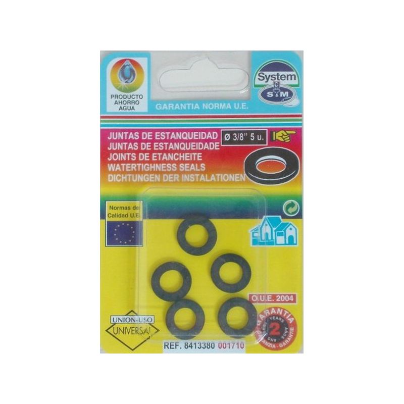 JUNTA FONTAN PLANA 3/8" 5PZ GOMA S&amp;M 5 PZ