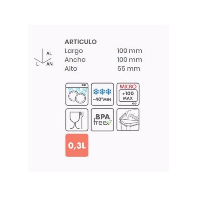 HERMETICO ALIMEN. CUADRADO 0,3LT AZ PL TATAY