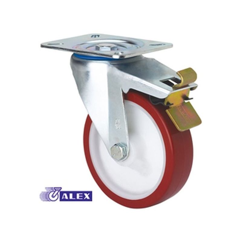 RUEDA GIR C/F 125MM 2-2369 PL.106X086 200KG.LISO PU B/R ZV P