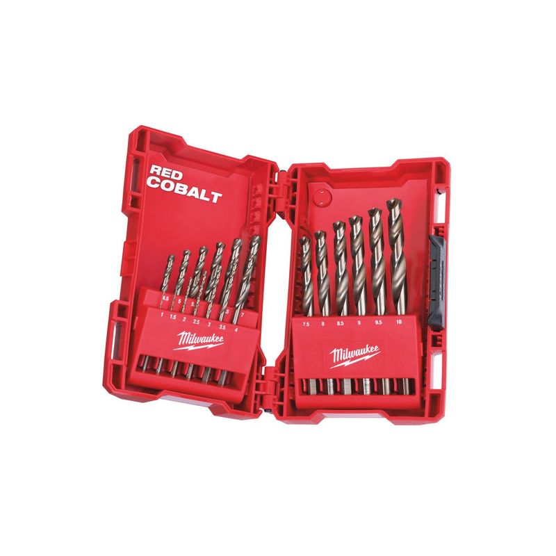 Estuche plástico de 19 brocas RED HELIX HSS-G Co, 1 / 1.5 / 2 / 2.5 / 3 / 3.5 / 4 / 4.5 / 5 / 5.5 / 6 / 6.5 / 7 / 7.5 / 8 / 8.5 / 9 / 9.5 / 10mm