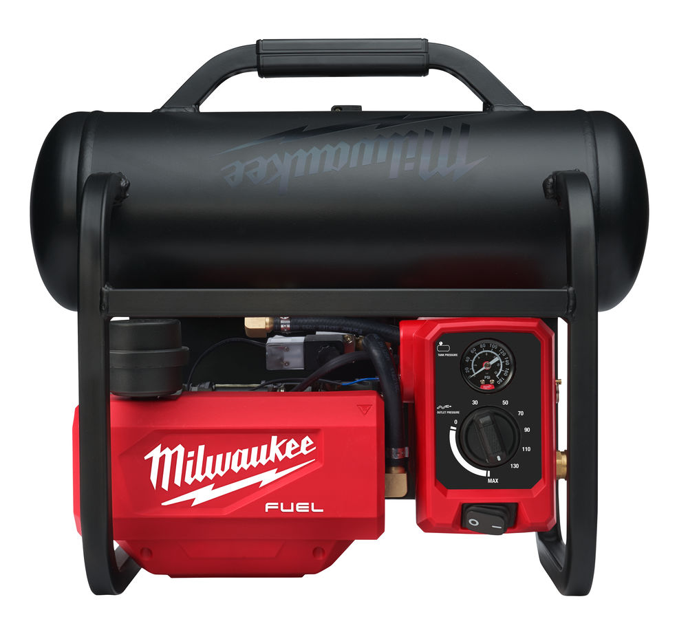 M18FAC-0 Compresor de aire M18 FUEL™, capacidad del depósito 7,6l, presión 9,3bar/135PSI, 68dB(A), peso 14,4kg. Se suministra en versión cero, sin baterías ni cargador