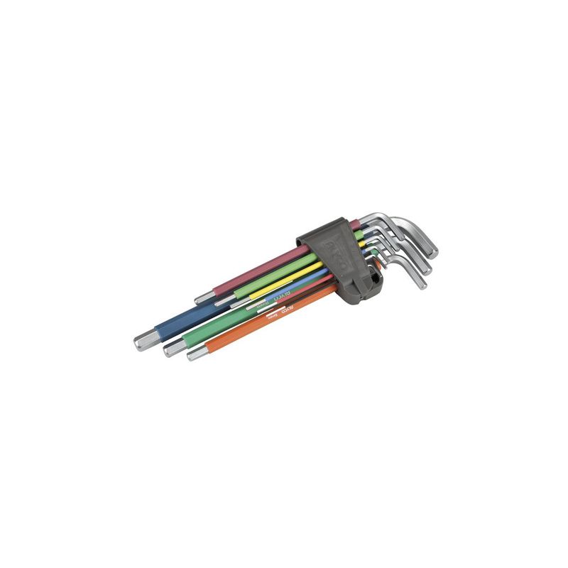 JUEGO 9 LLAVES ALLEN HEXAG. MULTICOLOR