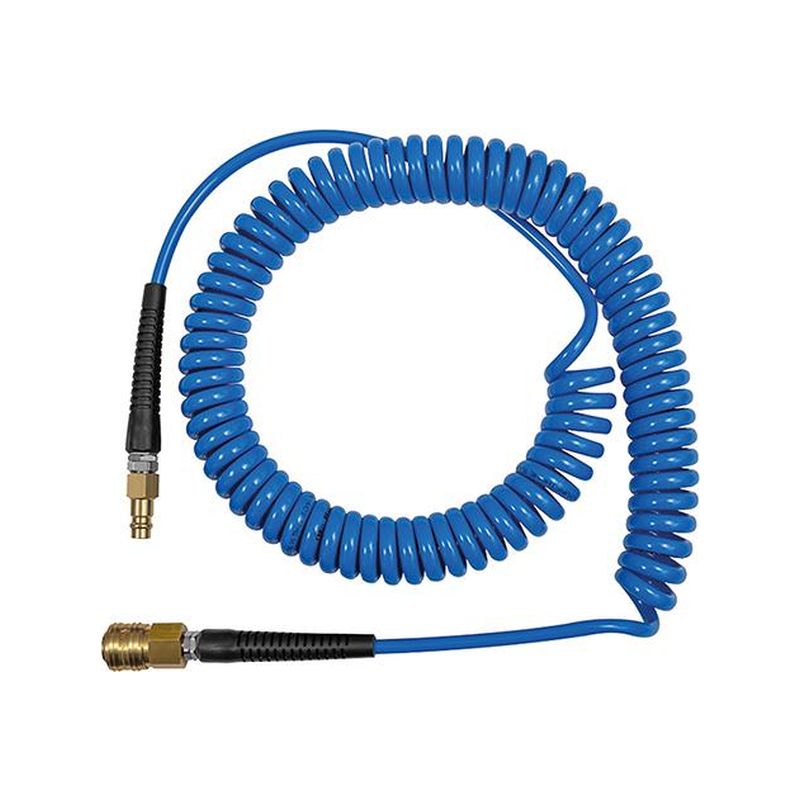 Manguera en espiral PU azul con acoplamientoy conector AN7,212x8mm, 6m RIEGLER