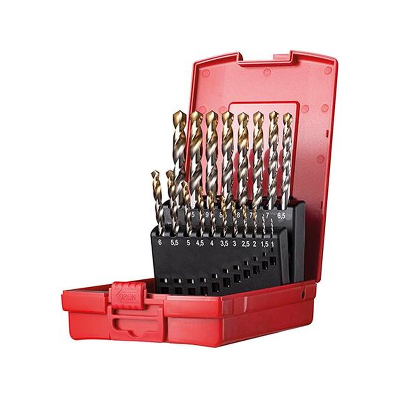 Jgo broca espir. 1-10mm x0,5 in A002 en caja118G tipo N 4xD 19 pzasPunta TiN A095201 Dormer