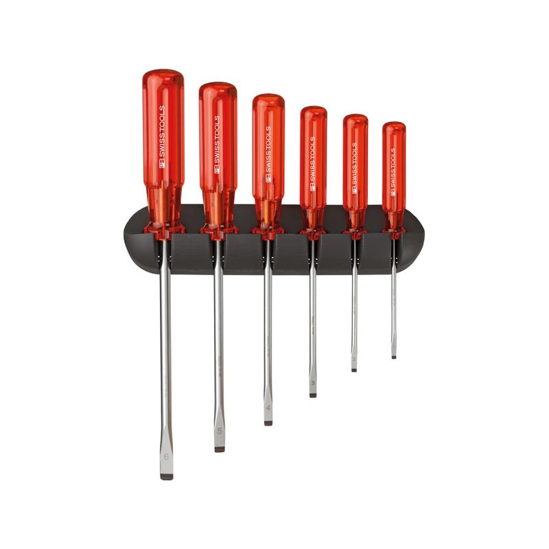 Juego de destornilladores6 piezas cabeza planaen soporte muralClassic PB Swiss Tools