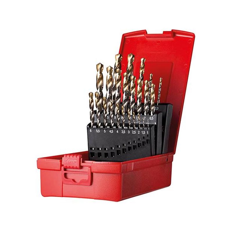 Jgo broca espir. 1-10,5mmx0,5+KL A002 en caja118G tipo N 4xD 24 pzas.Punta TiN A095200 Dormer