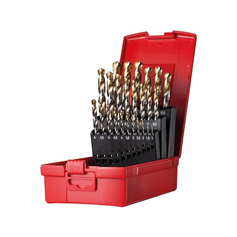 Jgo broca espir. 1-13mm x0,5 in A002 en caja118G tipo N 4xD 25 pzasPunta TiN A095204 Dormer