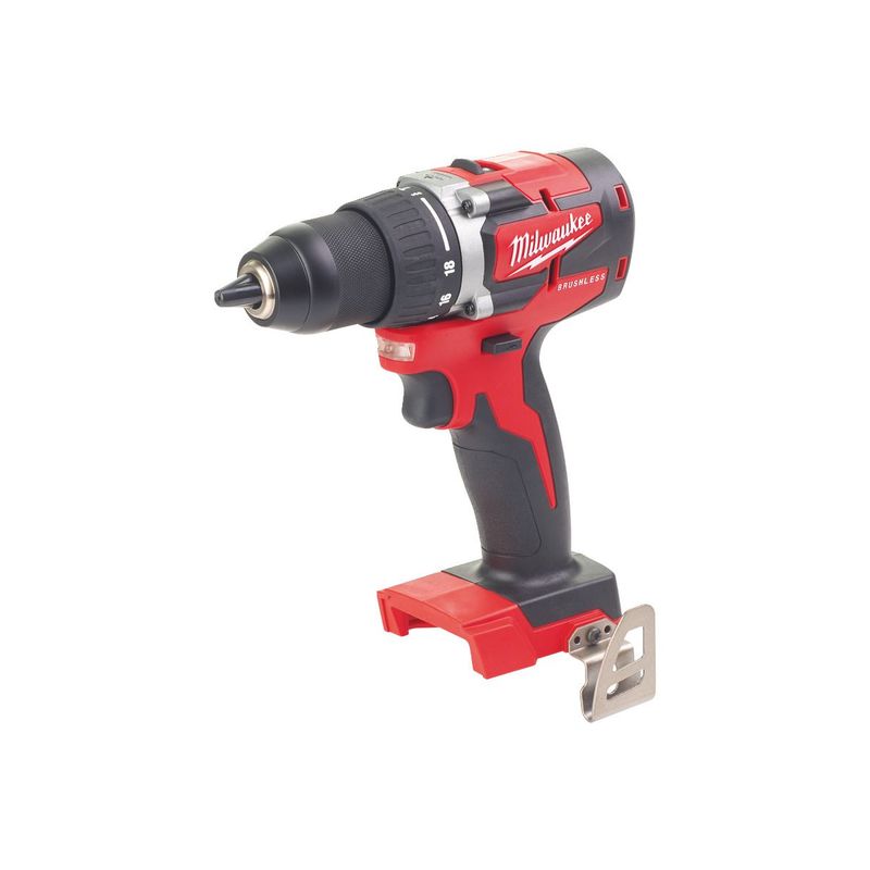 M18CBLDD-0X Taladro atornillador compacto sin escobillas M18™, 2 velocidades, par máximo 60Nm, portabrocas metálico 13mm. Se suministra en versión cero, sin baterías ni cargador, en HD-box