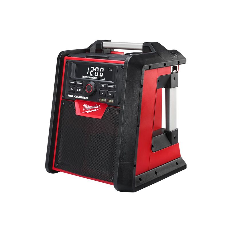 M18RC-0 Radio/cargador de trabajo M18™ con Bluetooth®, salida de altavoz 40W, híbrido AC/DC, cargador USB 2,1Ah. Incluye cable de entrada auxiliar. Se suministra en versión cero, sin baterías ni cargador