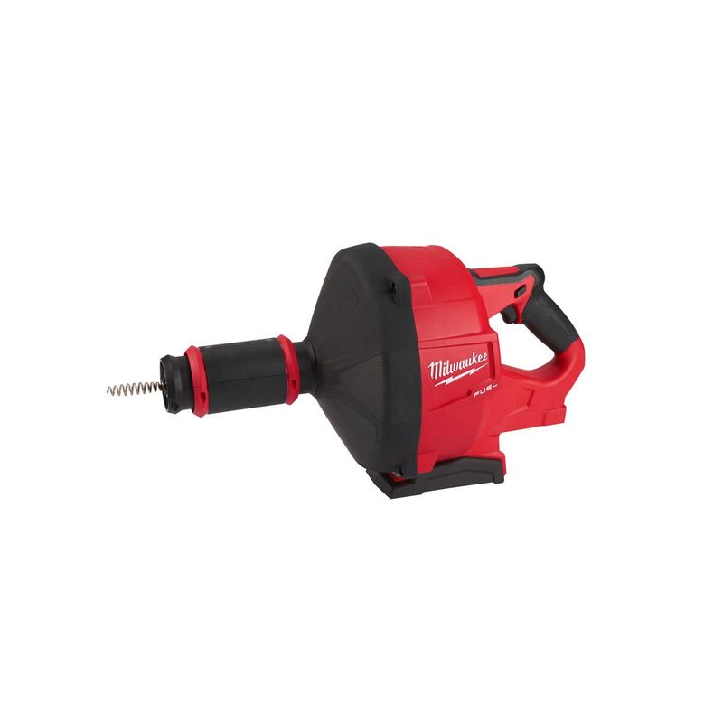 M18FDCPF8-0C Desatascadora M18 FUEL™, alimentación automática, espiral de 8mm, longitud del cable 10,6m, máximo diámetro de tubería 75mm. Incluye 1 cable de 8mm x 10,6m de longitud y juego de 5 cortadores. Se suministra en versión cero, sin baterías ni cargador, en cubo de transporte