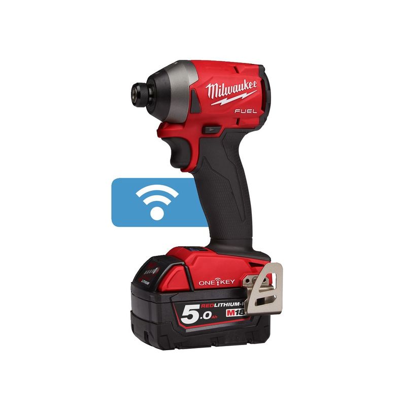 M18ONEID2-502X Atornillador de impacto M18 FUEL™ ONE-KEY™, recepción 1/4" hex, 4 modos, par máximo 226Nm. Se suministra con 2 baterías M18B5 y cargador rápido M12-18FC, en HD-box