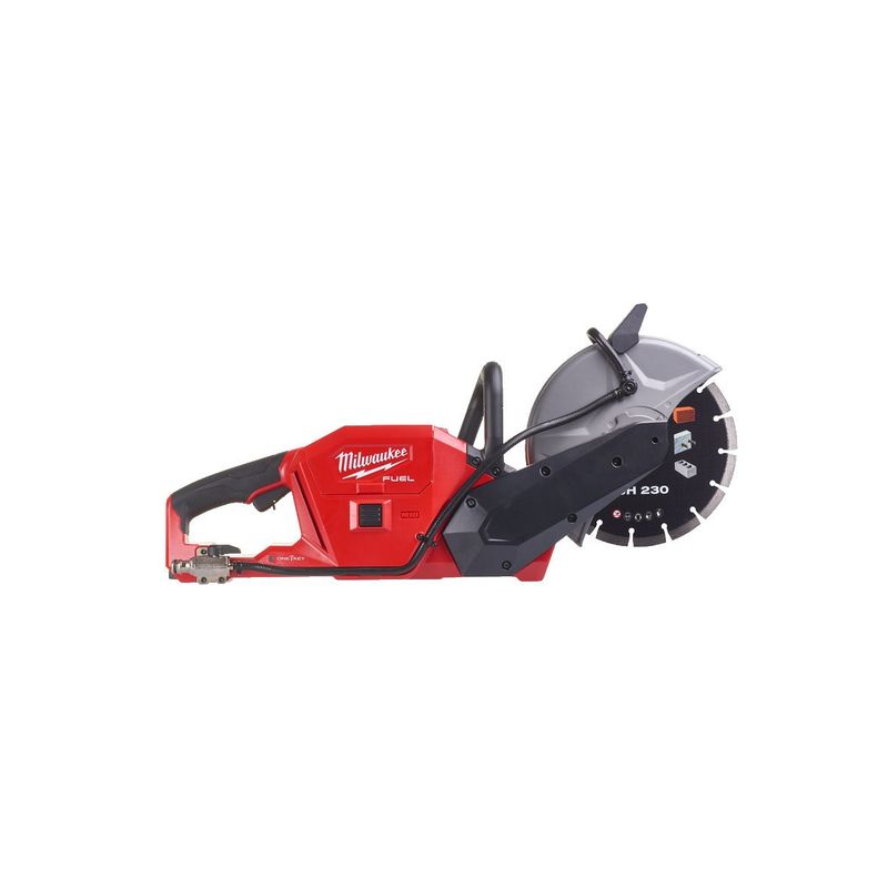 M18FCOS230-121 Cortadora de hormigón M18 FUEL™ ONE-KEY™, diámetro del disco 230mm, máxima profundidad de corte 85mm, 6600rpm. Se suministra con 1 batería HIGH OUTPUT™ M18HB12 y cargador rápido M12-18FC