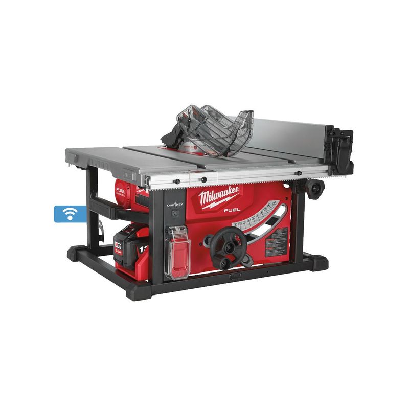 M18FTS210-121B Sierra de mesa M18 FUEL™ ONE-KEY™, diámetro del disco 210mm, máxima profundidad de corte 63,5mm, 6300rpm. Se suministra con 1 batería HIGH OUTPUT™ M18HB12 y cargador rápido M12-18FC