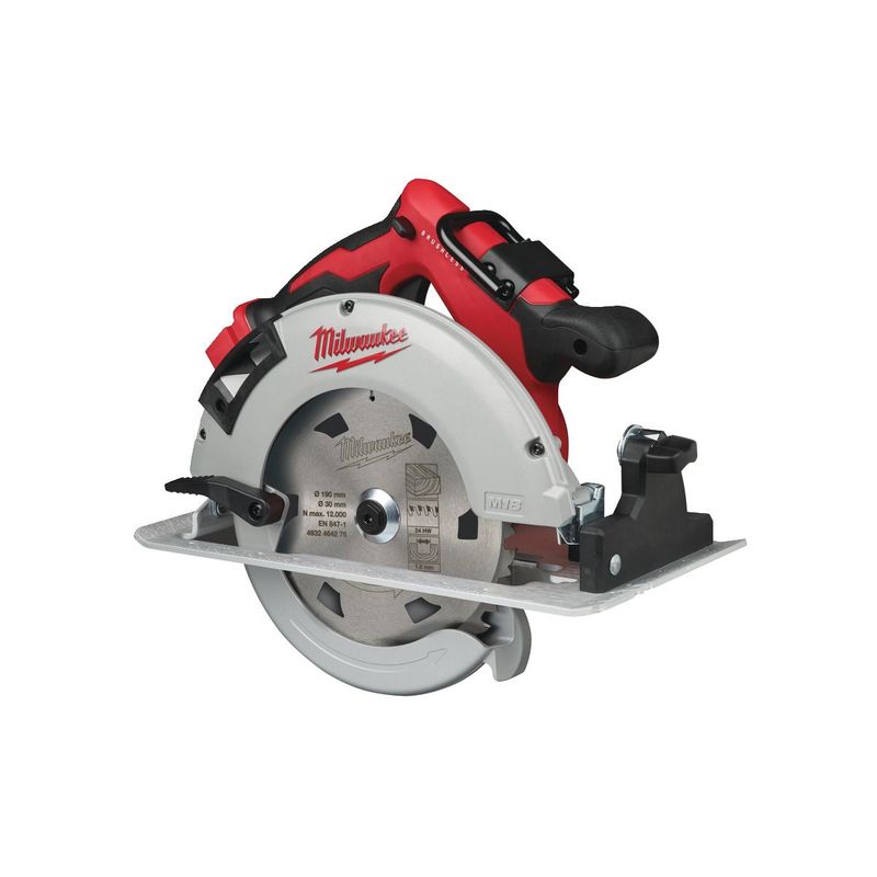 M18BLCS66-0X Sierra circular para madera sin escobillas M18™, diámetro del disco 190mm, máxima profundidad de corte 66mm, 5000rpm. Se suministra en versión cero, sin baterías ni cargador, en HD-box