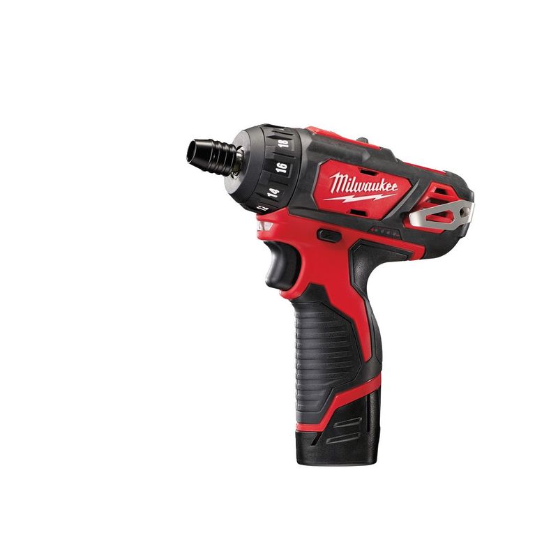 M12BD-202C Atornillador subcompacto M12™, recepción 1/4" hex, 2 velocidades, par máximo 30Nm. Se suministra con 2 baterías M12B2 y cargador C12C, en kitbox