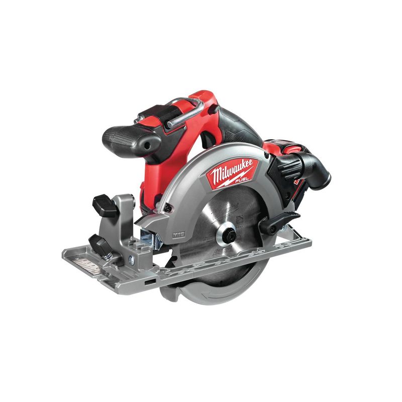 M18CCS55-502X Sierra circular para madera M18 FUEL™, diámetro del disco 165mm, máxima profundidad de corte 55mm, 5000rpm. Se suministra con 2 baterías M18B5 y cargador rápido M12-18FC, en HD-box