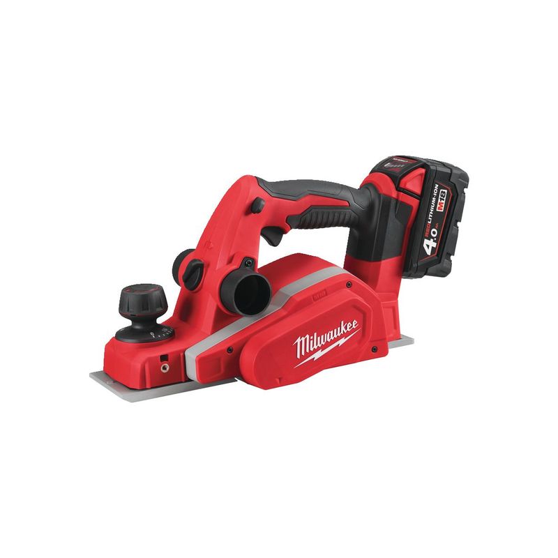 M18BP-402C Cepillo M18™, 14000rpm, ancho de corte 82mm, profundidad máxima 10,7mm. Se suministra con 2 baterías M18B4 y cargador M12-18C, en kitbox