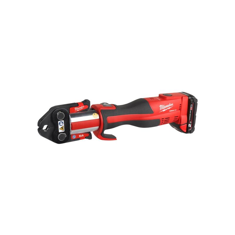 M18BLHPT-202C Prensadora hidráulica sin escobillas M18™ FORCE LOGIC™, fuerza de prensado 32kN, 40000 ciclos de prensado entre mantenimientos, capacidad máxima 108mm en metal y 110mm en plástico. Se suministra con 2 baterías M18B2 y cargador M12-18C, en kitbox