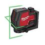 Nivel láser de 2 líneas REDLITHIUM™ USB, verde, ajuste fino, protección IP54. Incluye pinza para techos. Se suministra con 1 batería L4B3 y cable micro USB, en kitbox