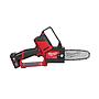 Sierra de poda M12 FUEL™ HATCHET™, espada 150mm (6"), velocidad de cadena 5m/s, paso de cadena 3/8", grosor de cadena 1,1mm (0,043"), freno de cadena, lubricado automático. Se suministra con 2 baterías M12B6 y cargador C12C, en HD-box